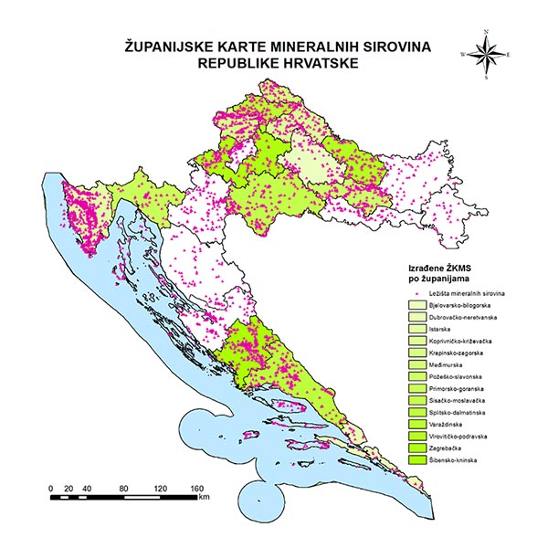Županijske karte mineralnih sirovina RH